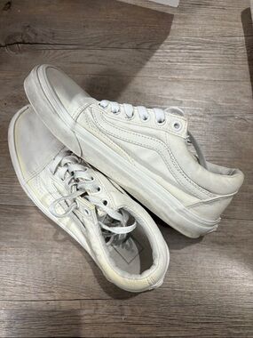 All white old skool vans w 7.5 / 38 eu monochrome